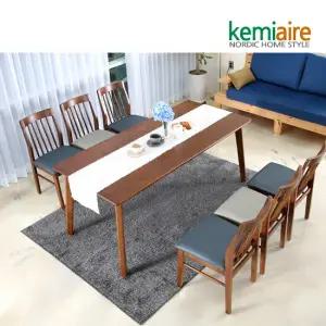 브레드 6인 고무나무원목 식탁SET(의자형) KHD-672