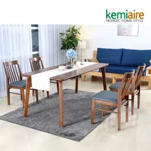 브레드 4인 고무나무원목 식탁SET(의자형) KHD-402