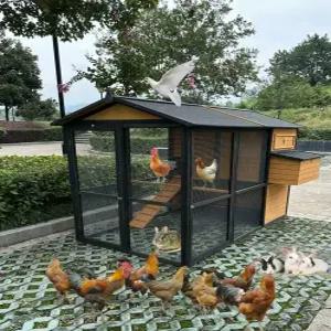 조립식 꿩 나무 토끼 원목색 원목 이층 우리 사육장 지붕 놀이터 앵무새 닭