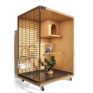 앵무새 새장 조류 케 65x44x145cm 그네 우드 스텐 반려조 잉꼬 놀이터