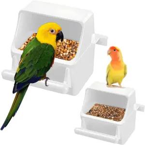 2팩 새 모이통 및 투명한 물그릇 브래킷이 있는 케이지 피더 유출 방지 누수 사료 상자