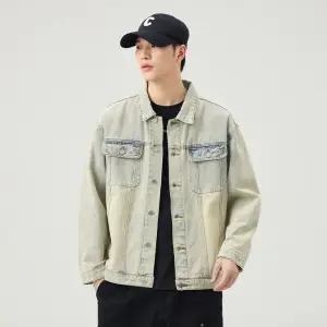 샤오원샵 남성용 청 가을 보카시 투포켓 키작남 재킷 칼라 청자켓 꾹3