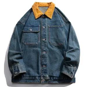 샤오원샵 남성 데님 빈티지 캐주얼 키작남 청자켓 봄가을 주니어 워싱 재킷 꾹3
