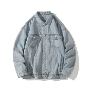 샤오원샵 청자켓 자켓 루즈핏 키작남 블루 아우터 남친 데님 빈티지 가을 꾹3