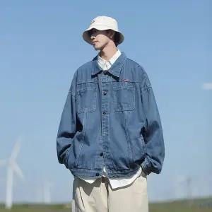 샤오원샵 남성 데님 가을 빈티지 캐주얼 키작남 청자켓 코트 루즈핏 자켓미식패션 꾹3