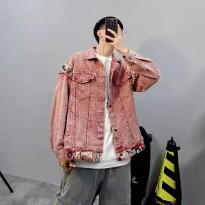 샤오원샵 청 레드 남자 배색 카고 청자켓 자켓 키작남 워싱 코트 봄가을 퍼 꾹3