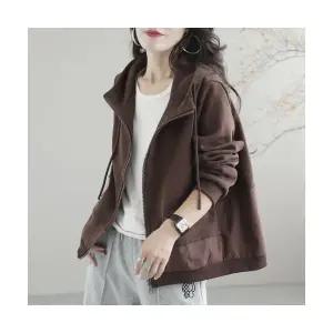 포뇨 여사친 면 빈티지 숏코트 봄가을 빅사이즈 긴팔 후드 상의 OPH1