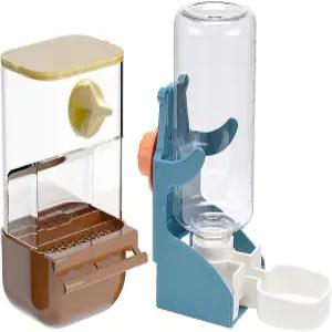 케이지용 자동 새 모이통 지저분하지 않은 물 디스펜서 세트 아크릴 앵무새 먹이통 음용 액세서리 작은