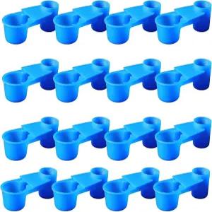 24개의 새 모이통 케이지용 플라스틱 물병 컵 비둘기 닭 물주기 도구 없이 3.9 x 1.8 물통 파란색