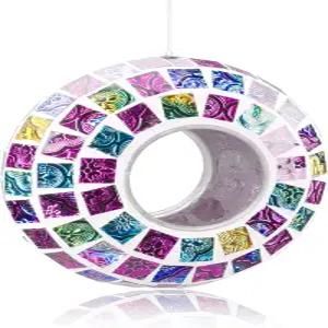 VCUTEKA 새 모이통 모자이크가 둥근 모양의 유리 용기로 외부에 매달려 정원 마당 뒷마당 데크 및 현관