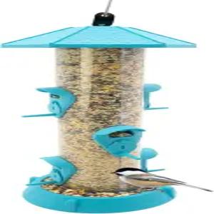 노스 스테이트 빌리지 컬렉션 - 2-in-1 힌지 포트 버드피더 피에스타 블루 야외용 행잉 1.75파운드의 씨앗