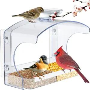 굿에코 클리어 윈도우 버드 피더 - 야외 창문 워터 볼과 강력한 자가 접착 후크가 있는 브러시 청소하기