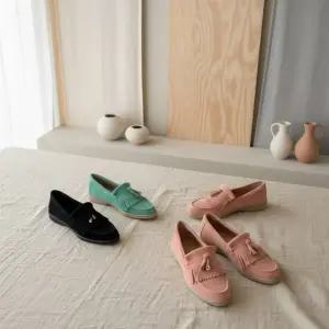 여성용 스웨이드 플랫 로퍼 봄 데일리 편안한 슈즈