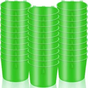 MdakeGo 30개 치킨 쿱 급수기 물컵 8온스 케이지 컵 새 걸이 잉꼬 가금류 비둘기 토끼 와이어 녹색