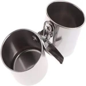 하이페티 버드 앵무새 먹이기 더블 컵 스테인리스 스틸 음식 물그릇 클립 시드 피더 걸이식 그릇 케이지