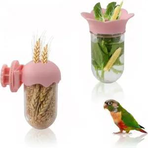 2개의 PCS 새장 채소 공급기 신선하게 보관할 수 있는 물 저장 설계가 된 새 사료 디스펜서 매달린 앵무새