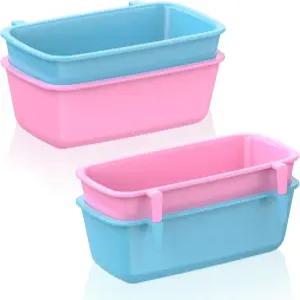 Pawfly 4pcs 케이지 컵 매달기 플라스틱 새 피더와 후크 10온스 토끼 모이통 작은 애완동물 앵무새 햄스터