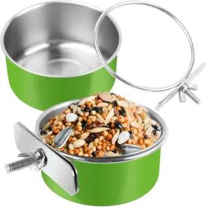 2개의 스테인리스 스틸 새 그릇 케이지용 작은 먹이 접시 앵무새 피더