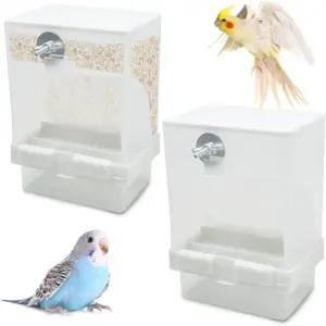 Tfwadmx 2개 자동 새 모이통 코카티엘 푸드 디스펜서 그릇 씨앗 용기 앵무새 접시 케이지 액세서리