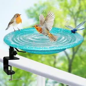 데크 장착 조류 목욕 난간용 조절 클램프가 있는 프리미엄 급수기 볼 - 분리 가능하고 내후성이 뛰어난