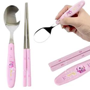 유치원 어린이집 아동용젓가락질 스푼젓가락 어린이수저세트 (1세트) x 10개세트 안방용 캐