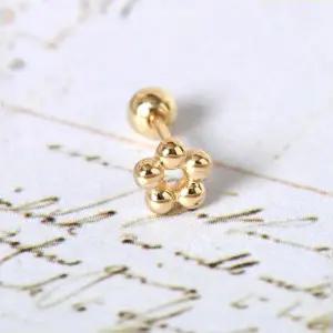 14K GOLD 볼 플라워 꽃 베이직 골드 금 피어싱