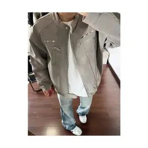 솔저스2 남성 거즈면 나염 가죽 점퍼 가을 파일럿 재킷 스탠드넥 야구복 OPH3