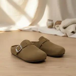 여성 스웨이드 버클 뮬 슬립온 데일리 편안 슈즈