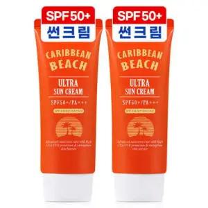 [초초특가] 캐리비안비치 울트라 선크림 썬크림 자외선차단제 60ml 2개 SPF50+