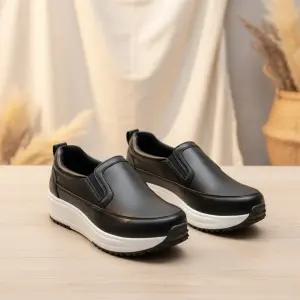 여성용 사계절 기본 편안한 슬립온 스니커즈