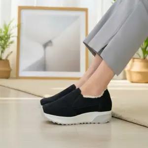 여성 겨울 따뜻한 퍼내피 스웨이드 데일리 슬립온