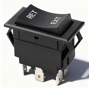 볼러업 30암페어 DPDT 모멘티브 로커 스위치 검은색 ON-OFF 작동 푸시 버튼 액추에이터 RV 잭 트레일러