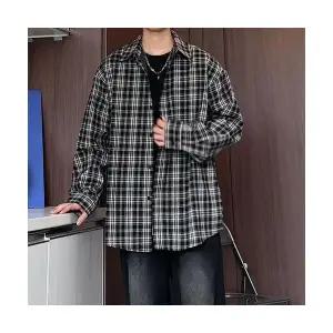 코아픽샵 남자 캐주얼 긴팔 키작남 기모 가을옷 체크 빅사이즈 셔츠 꾹3