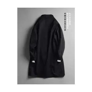 코아픽샵 남자 하프 가을 캐주얼 칼라 키작남 슬림핏 차이나 코트 오버사이즈 트렌치 싱글 꾹3