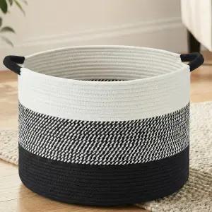 아트필 40L 대형 면 로프 바구니 거실용 장식 직조 담요 보관함 보호 장난감 및 상자 다용도 세탁 블랙