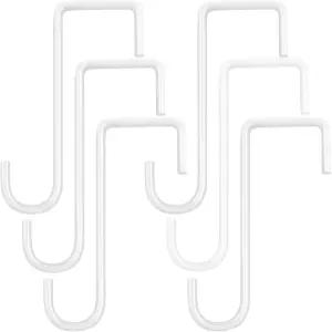 ESFUN 6팩 2 x 6인치 비닐 펜스 후크 파티오 화이트 파우더 코팅 스틸 행거는 실내외 걸이 조명 식물 및