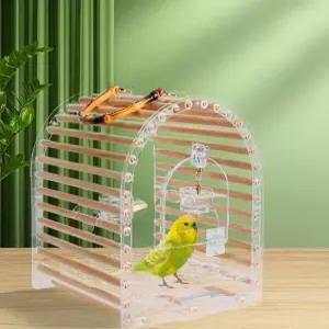 앵무새 이동장 새장 투명 이동가방 산책 소형 아크릴