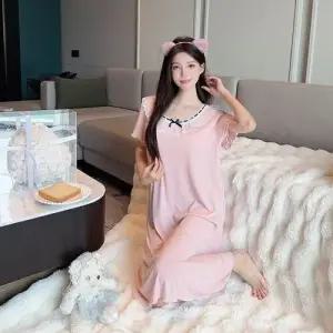 토르 여사친 여름 끈 패드 공주 반팔 레이스 잠옷 미디스커트 루즈핏 OPH1