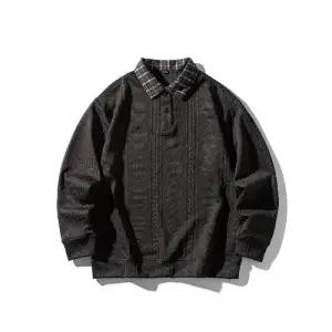 EAMT 남친 니트 빈티지 캐주얼 봄가을 칼라 배색 맨투맨 커플 YJ3