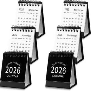 코시즈 미니 책상 달력 2026 선물 세트 11월 2026-12월 공예 교사용 스티커가 부착된 스탠딩 플립 스몰