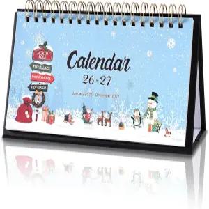 책상 달력 2026-2027 6.9 x 3.7 2026년 1월부터 2027년 12월까지의 작은 스탠딩 플립 2026 2년 프리미엄