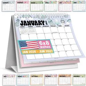 소형 책상 달력 2026-18개월 가정 사무실 및 교실용 스탠딩 플립 2026-2027 동료 교사 학생을 위한 선물