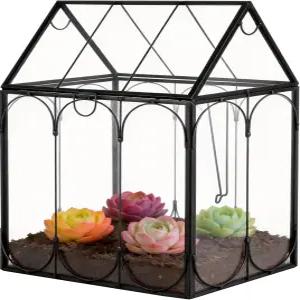 집 모양 기하학적 테라리움 뚜껑이 있는 식물을 위한 유리 다육식물 상자 가정용 실내 테이블탑 장식 7.13