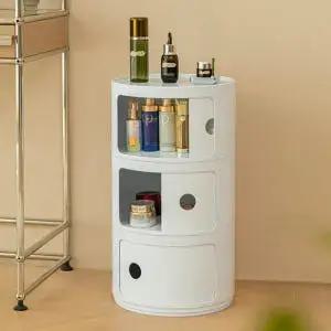3단 원형 수납장 다용도수납 정리대 화장대수납 사이드 블 화장품 협탁
