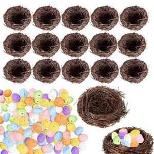 16개의 이스터 파티오 테라리움 공예용 파티 둥지 가정 정원 장식용 가짜 DIY 100개의 알을 풍경 4인치 가진 장식 인공 부활절 화분