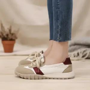 여성용 경량 가죽 캐주얼 스니커즈 봄가을용