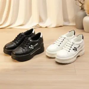 여성용 봄가을용 합성피혁 통굽운동화