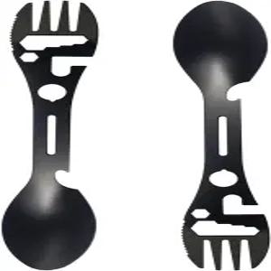 10 in 1 다기능 캠핑 스포크 스테인리스 스틸 스푼 나이프 병 캔 오프너 렌치 콤보 피크닉용 야외 도구