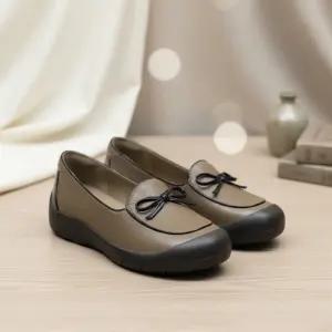 여성 데일리 가죽 리본 플랫 슈즈