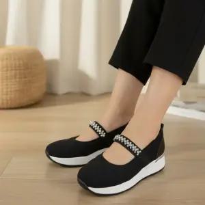 여성 큐빅 메리제인 데일리 플랫슈즈